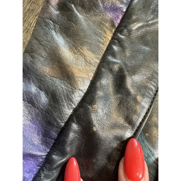 Vintage 1980s FANCY NANCY Painted Abstract Crossbody Purse Graffiti Artsy Black - Picture 8 of 12